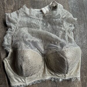 VS CHAMPAGNE SPARKLE HIGH NECK LACE BRA 34D